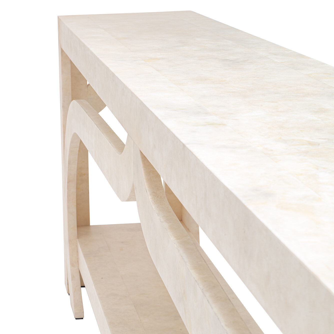 Custom Casablanca Sofa Table in Papel Amate White
