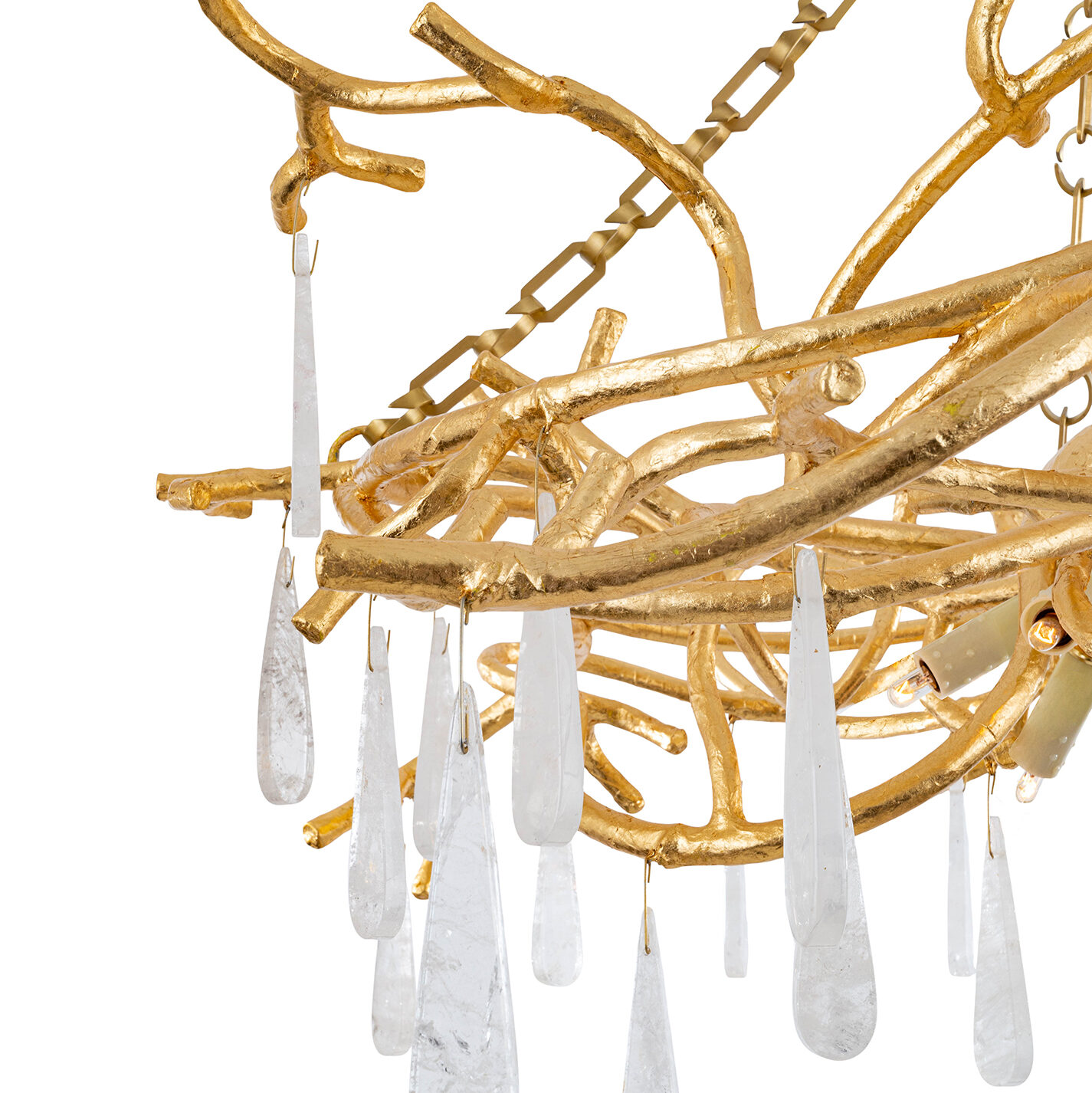 Custom Woodland Nest Chandelier in Midas Gold