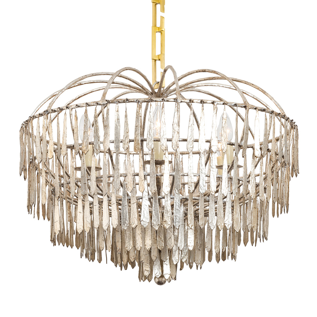 Custom Cairo Chandelier with Gilded Cage Armature in Argento