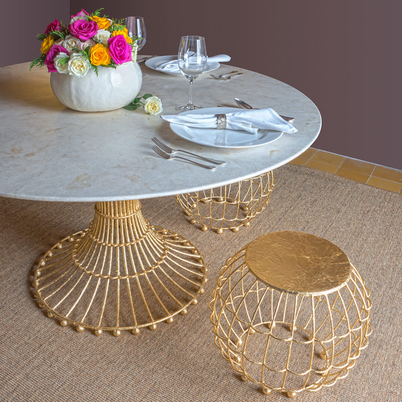 Gilded Cage Large Occasional Table in Midas Gold