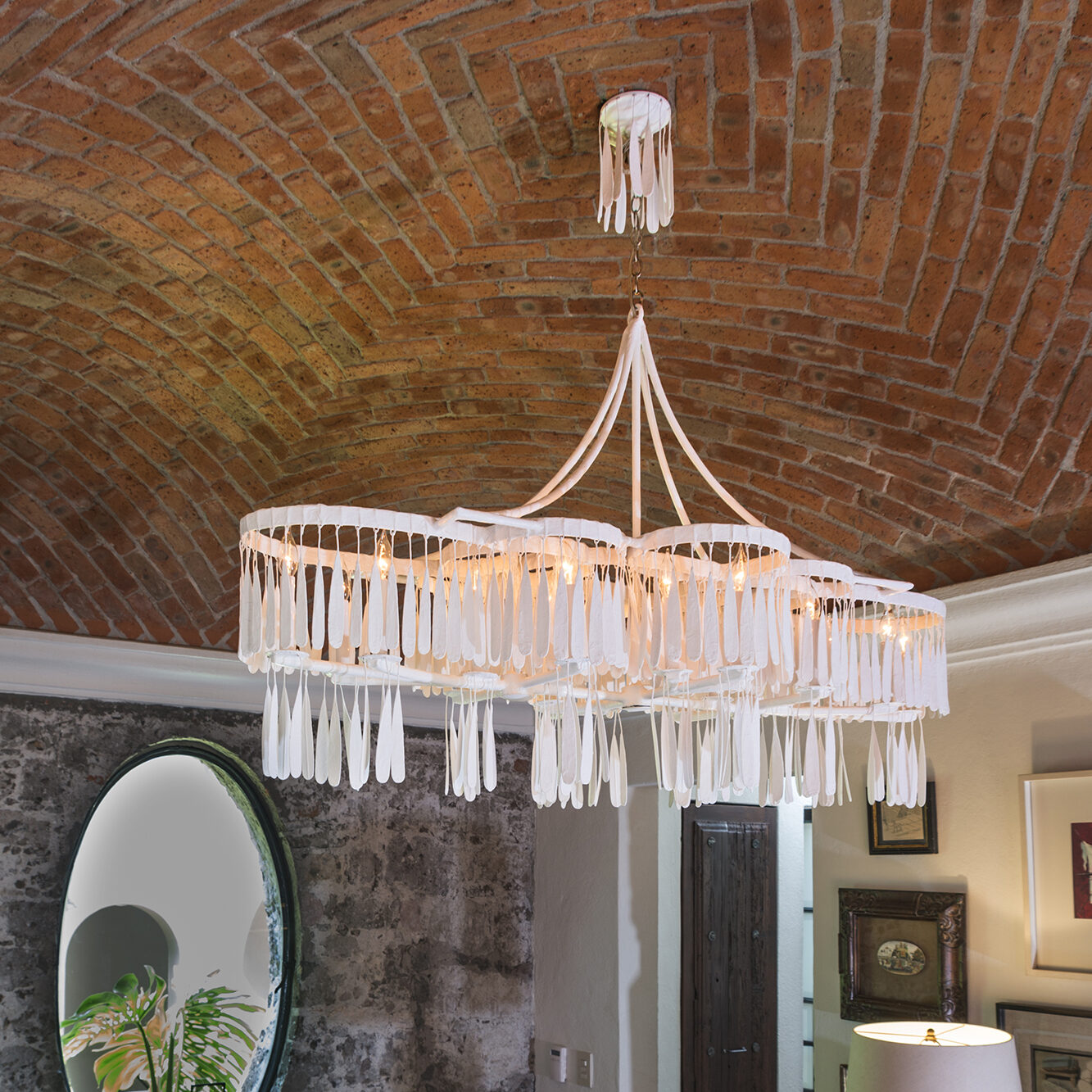 Midas Plank Chandelier in Gesso in Situ