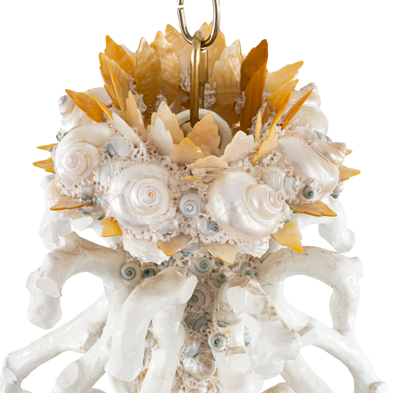 Gesso Faux Coral and Seashell Chandelier