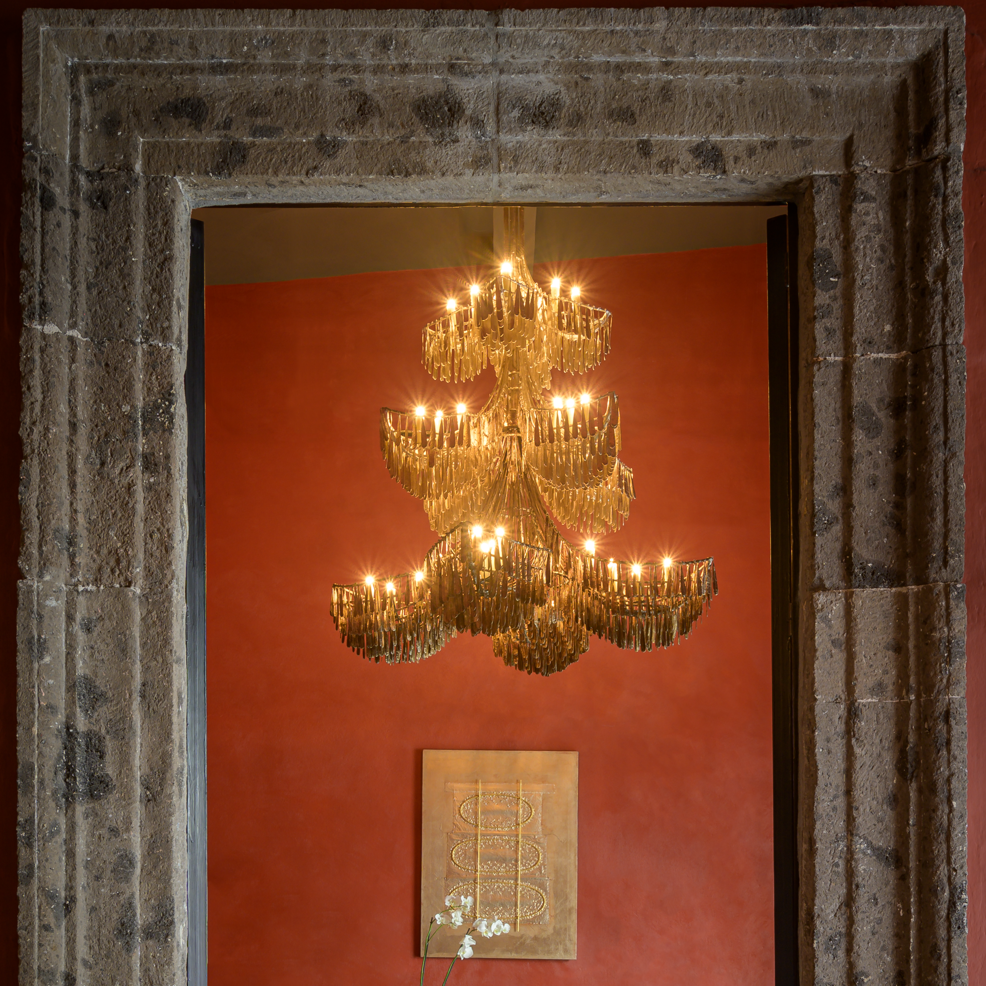 Fleur Three Tier Chandelier_Argento Ombre_Install_JCS7236
